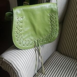 Violetta lime green crossbody bag with fringe